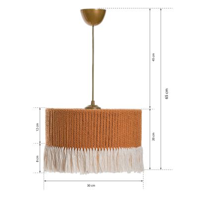 CEILING PENDANT FB97657.02, COPPER COLORED-WHITE, ROPE, Φ30x65