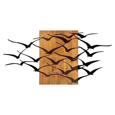 WALL DECORATION LARGE BIRDS HM4749-METAL IN BLACK-WOOD 140x3(thickness)x70Hcm.