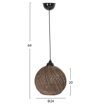 ПАНЕЛ ВЪТРЕШНА ЛАМПА ΗΜ7645.03, ЗЛАТНО ЧЕРНО- ПЛЕТЕНО ВЪЖЕ, Φ24x69Ηcm.