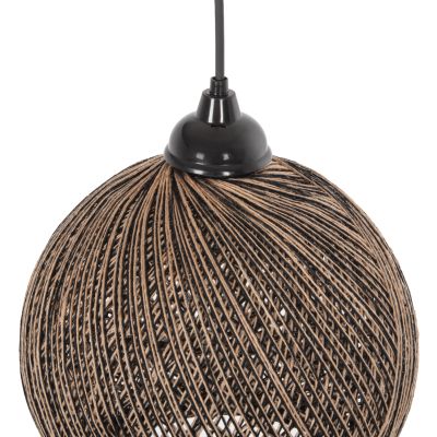 ПАНЕЛ ВЪТРЕШНА ЛАМПА ΗΜ7645.03, ЗЛАТНО ЧЕРНО- ПЛЕТЕНО ВЪЖЕ, Φ24x69Ηcm.