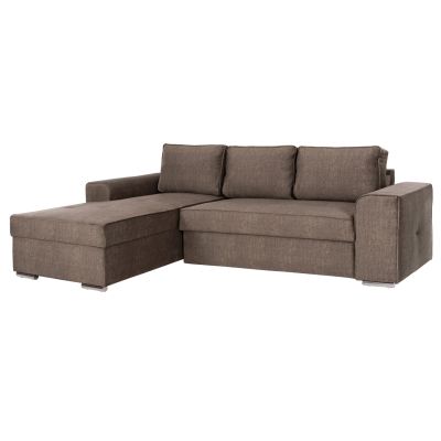 LEFT CORNER SOFA NACHO HM3279.03L BROWN FABRIC-SILVER METAL LEGS 270x163x88Hcm.