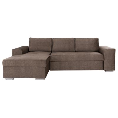 LEFT CORNER SOFA NACHO HM3279.03L BROWN FABRIC-SILVER METAL LEGS 270x163x88Hcm.