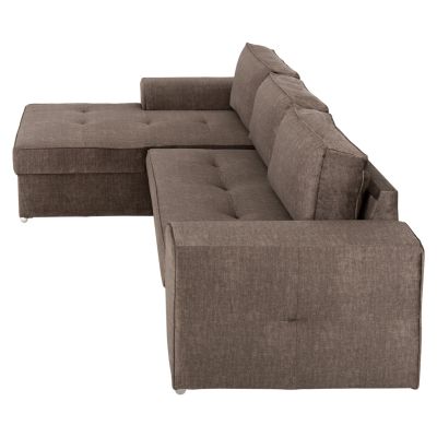 LEFT CORNER SOFA NACHO HM3279.03L BROWN FABRIC-SILVER METAL LEGS 270x163x88Hcm.