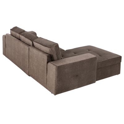 LEFT CORNER SOFA NACHO HM3279.03L BROWN FABRIC-SILVER METAL LEGS 270x163x88Hcm.