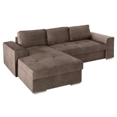 LEFT CORNER SOFA NACHO HM3279.03L BROWN FABRIC-SILVER METAL LEGS 270x163x88Hcm.