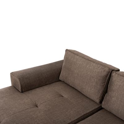 LEFT CORNER SOFA NACHO HM3279.03L BROWN FABRIC-SILVER METAL LEGS 270x163x88Hcm.