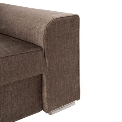 LEFT CORNER SOFA NACHO HM3279.03L BROWN FABRIC-SILVER METAL LEGS 270x163x88Hcm.