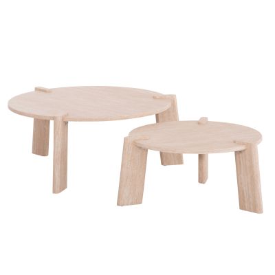 SET 2PCS COFFEE TABLES EQUIL HM9943.01 MDF WITH MELAMINE COVER-NATURAL WOOD COLOR 66x66cm + 87x87cm