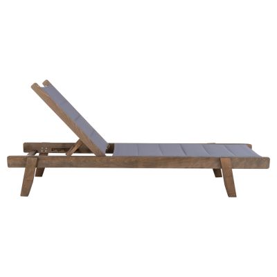 BEACH LOUNGER MILOS HM10685.02 BEECH WOOD IN WALNUT-GREY TEXTILENE CUSHION COVER 204x65x92,5Hcm.