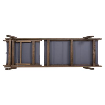 BEACH LOUNGER MILOS HM10685.02 BEECH WOOD IN WALNUT-GREY TEXTILENE CUSHION COVER 204x65x92,5Hcm.