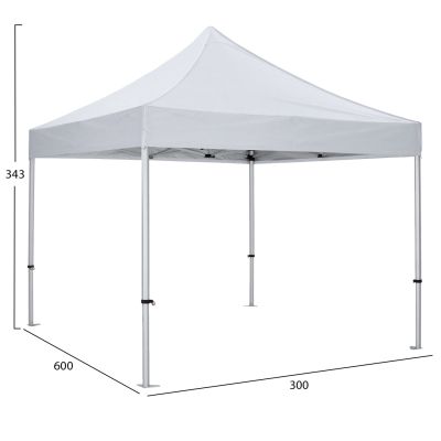 GAZEBO MATTHEW-AL HM6313 FOLDABLE-PROFESSIONAL USE-ALUMINUM FRAME IN SILVER-WHITE SHADE 3x3x3,43Hm