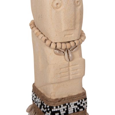 НАСТОЛНА СТАТУЕТКА SUMBA HM4308 ОТ БЯЛ ПАРАС КАМЪК-МЪНИСТА-МОРСКА ТРЕВА ВЪЖЕ 7x8x22Hcm.