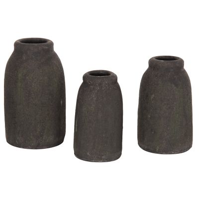 DECOR VASES 3PCS HM7711.11 TERRACOTTA FOSSIL GREY