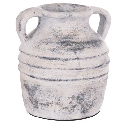 DECORATIVE TABLE VASE VERMO HM4398 TERRACOTTA IN LIGHT GREY Φ21x22Hcm.