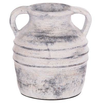DECORATIVE TABLE VASE VERMO HM4398 TERRACOTTA IN LIGHT GREY Φ21x22Hcm.