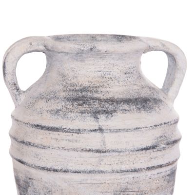 DECORATIVE TABLE VASE VERMO HM4398 TERRACOTTA IN LIGHT GREY Φ21x22Hcm.