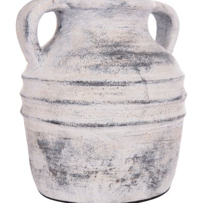 DECORATIVE TABLE VASE VERMO HM4398 TERRACOTTA IN LIGHT GREY Φ21x22Hcm.