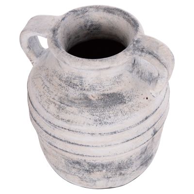 DECORATIVE TABLE VASE VERMO HM4398 TERRACOTTA IN LIGHT GREY Φ21x22Hcm.