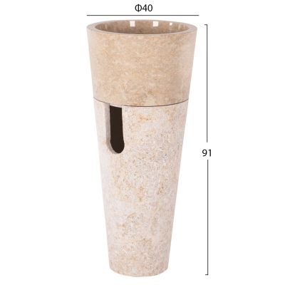 CONE SINK MADE OF MARBLE IN CREAM AND WHITE COLOR Φ40x90Hcm.HM7808.02