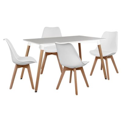 Set Dining Table 5pieces HM10193.01 with table Minimal and Vegas White 120x80x73 cm