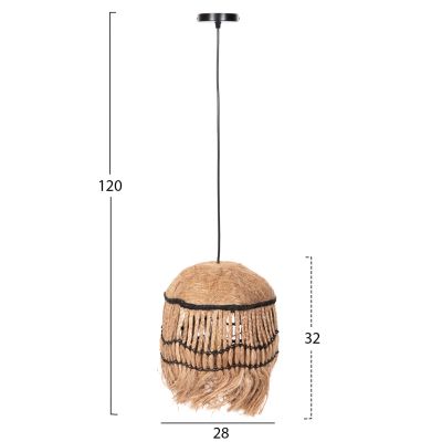 ВИСУЛКА ЗА ТАВАН СФЕРИЧНА С РЕСНИ ВЛАКНА АБАКА В ЕСТЕСТВЕН ЦВЯТ Φ28x32-120Hcm.HM7805