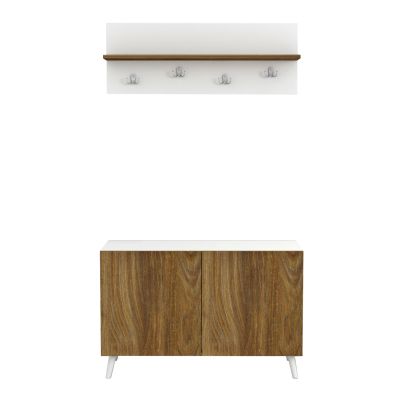 ENTRYWAY FURNITURE SET DELPHINE HM8876.11 MELAMINE IN WHITE-NATURAL WOOD 80x31,3x41,5Hcm.