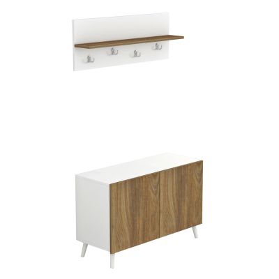 ENTRYWAY FURNITURE SET DELPHINE HM8876.11 MELAMINE IN WHITE-NATURAL WOOD 80x31,3x41,5Hcm.