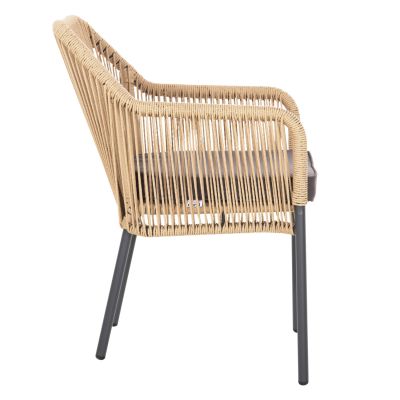 АЛУМИНИЕВО КРЕСЛО HM5855.02 ВЪГЛЕНО СИВО С ПЛЕТЕНО ВЪЖЕ PE 56x66x82