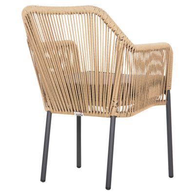 АЛУМИНИЕВО КРЕСЛО HM5855.02 ВЪГЛЕНО СИВО С ПЛЕТЕНО ВЪЖЕ PE 56x66x82