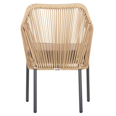 АЛУМИНИЕВО КРЕСЛО HM5855.02 ВЪГЛЕНО СИВО С ПЛЕТЕНО ВЪЖЕ PE 56x66x82