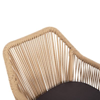 АЛУМИНИЕВО КРЕСЛО HM5855.02 ВЪГЛЕНО СИВО С ПЛЕТЕНО ВЪЖЕ PE 56x66x82