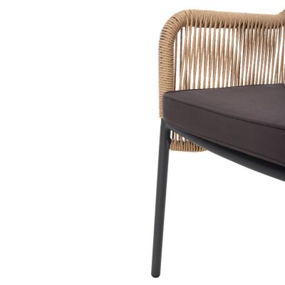 АЛУМИНИЕВО КРЕСЛО HM5855.02 ВЪГЛЕНО СИВО С ПЛЕТЕНО ВЪЖЕ PE 56x66x82