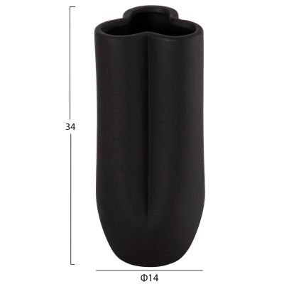 CERAMIC TABLE DECOR GLAZE HM4611.02 MATTE BLACK Φ14x34Hcm.