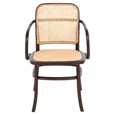 ARMCHAIR VAIANA HM8748 BEECH WOOD IN BROWN-RATTAN KNITTED IN NATURAL 55x55x90Hcm.