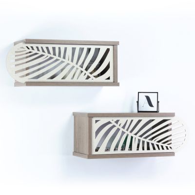 ΣΕΤ ΡΑΦΙΑ ΤΟΙΧΟΥ 2ΤΜΧ ΜΕΛΑΜΙΝΗΣ SILLIA HM9192.01 ΚΑΡΥΔΙ ΕΚΡΟΥ 55x20x22Y εκ.