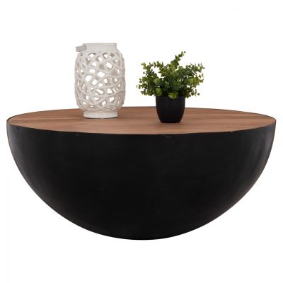 Decorative coffee table Bowl Round Φ90x40cm Black with acacia wood HM8717.01