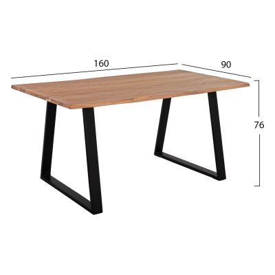 ТРАПЕЗНА МАСА АКАЦИЯ HM8500.11 МАСИВ АКАКЦИЯ С ЧЕРНИ КРАКА 160X90X76H CM