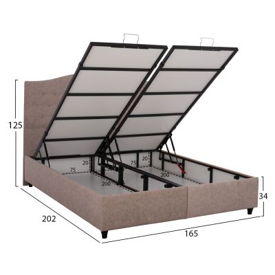 HM624.22 легло MALENA, място за съхранение, бежов плат тип набук, 160x200