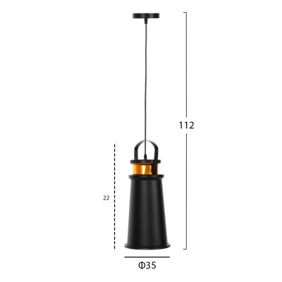 CEILING PENDANT LAMP HM4140 BLACK-GOLD ALUMINUM CAP Φ19x132H cm.