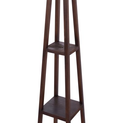 FLOOR STANDING LAMP WOODEN WALNUT LEGS BEIGE CAP 26x26x156Hcm.HM7695.01