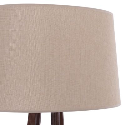 FLOOR STANDING LAMP WOODEN WALNUT LEGS BEIGE CAP 26x26x156Hcm.HM7695.01
