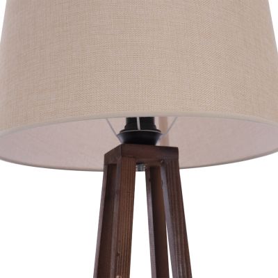 FLOOR STANDING LAMP WOODEN WALNUT LEGS BEIGE CAP 26x26x156Hcm.HM7695.01