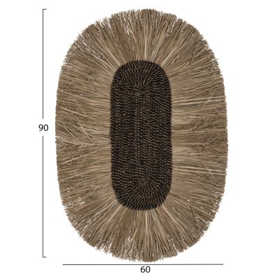 WALL DECOR OVAL MADE OF GRASS AND ABACA FIBERS IN NATURAL COLOR 60x5x90Hcm.HM7795