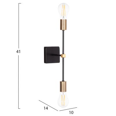 WALL SCONCE SABER2 HM4465 METAL IN BLACK & GOLD 10x14x41Hcm.