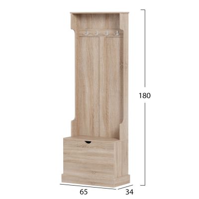 МЕБЕЛИ ЗА АНТИ KAYLOR HM2474.01 С КУКИЧКИ И МЯСТО ЗА СЪХРАНЕНИЕ-МДФ В СОНАМА 65x34x180Hcm.