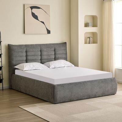 DOUBLE BED SANDRA HM732.01 GREY FABRIC & STORAGE SPACE--FOR MATTRESS 160x200cm.