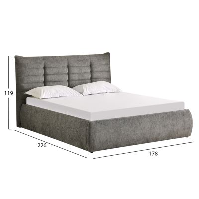 DOUBLE BED SANDRA HM732.01 GREY FABRIC & STORAGE SPACE--FOR MATTRESS 160x200cm.