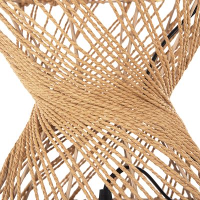 CEILING PENDANT LAMP HM4344 CYLINDRICAL-PAPER ROPE ΙΝ SAN BEIGE-2 BULBS Φ25x100-160Hcm.