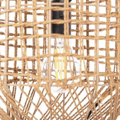 CEILING PENDANT LAMP HM4344 CYLINDRICAL-PAPER ROPE ΙΝ SAN BEIGE-2 BULBS Φ25x100-160Hcm.