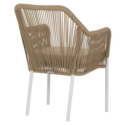 ARMCHAIR ALUMINUM HM5855.01 WHITE WITH PE WICKER ROPE BEIGE 56x66x82